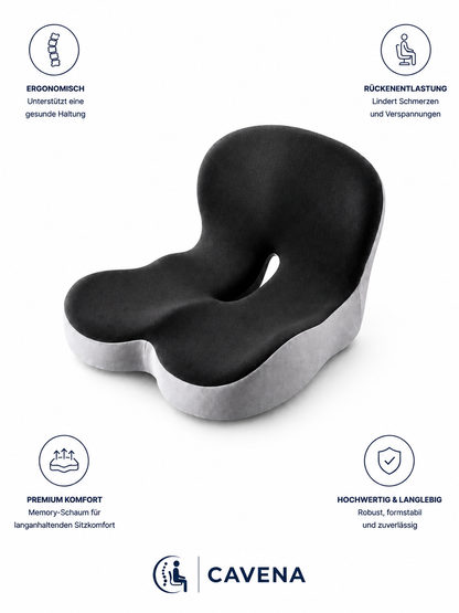 Cavena – Ergonomisches Sitzkissen mit Rückenstütze
