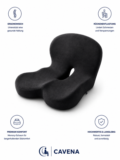 Cavena – Ergonomisches Sitzkissen mit Rückenstütze